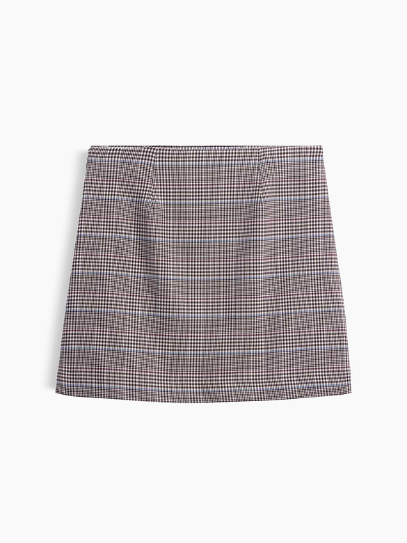 Recycled Pull-On Plaid Mini Skirt