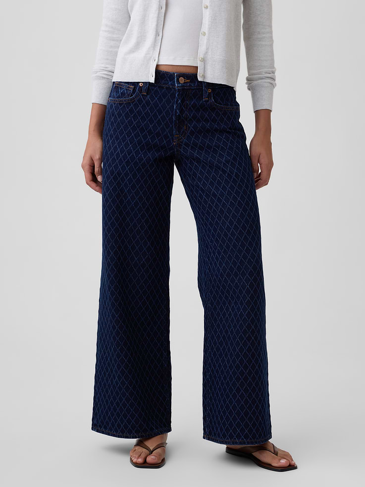 Image number 2 showing, Mid Rise Print Wide-Leg Jeans