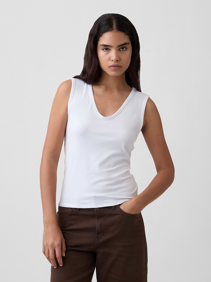 Image number 1 showing, Ribbed V-Neck Tank Top