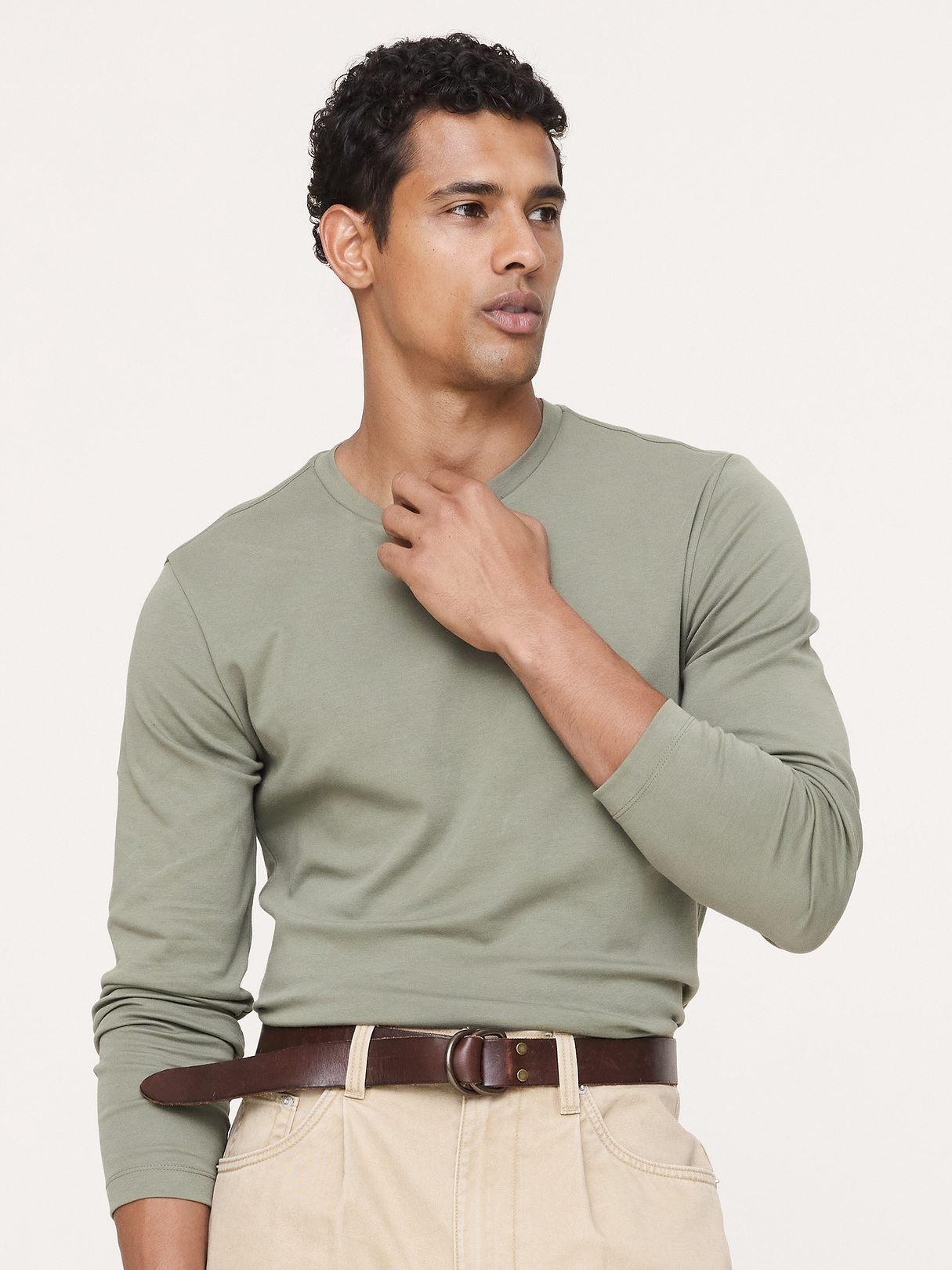 Luxury-Touch Long-Sleeve T-Shirt | Banana Republic