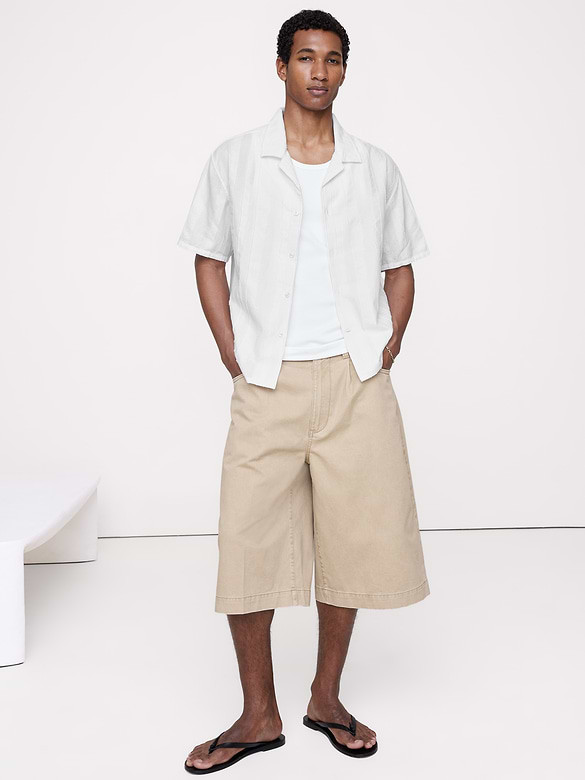 Relaxed-Fit Cotton-Linen Jacquard Resort Shirt