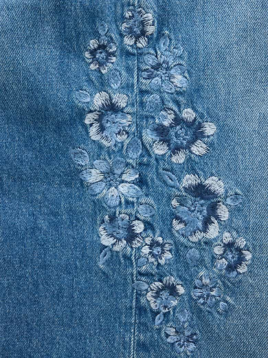 Image number 6 showing, Kids Low Rise Stride Embroidered Floral Wide-Leg Jeans
