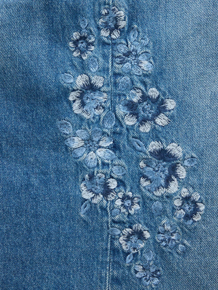 Image number 6 showing, Kids Low Rise Stride Embroidered Floral Wide-Leg Jeans
