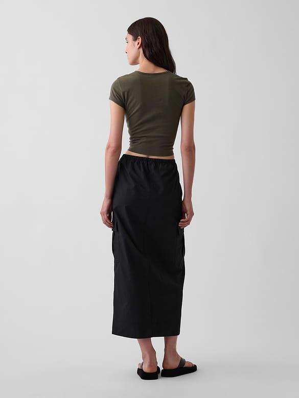 Poplin Easy Cargo Maxi Skirt