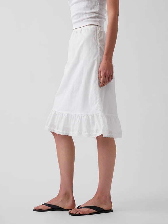 Ruffle-Hem Easy Knee-Length Skirt