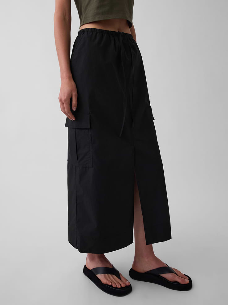 Image number 4 showing, Poplin Easy Cargo Maxi Skirt