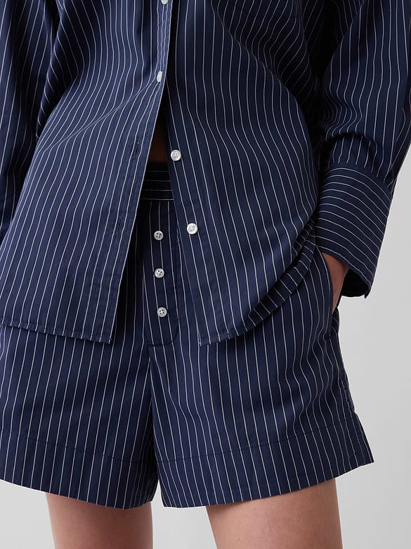 Organic Cotton Poplin Stripe Boxer Shorts