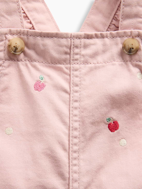 Baby Embroidered Apple Ruffle Overalls