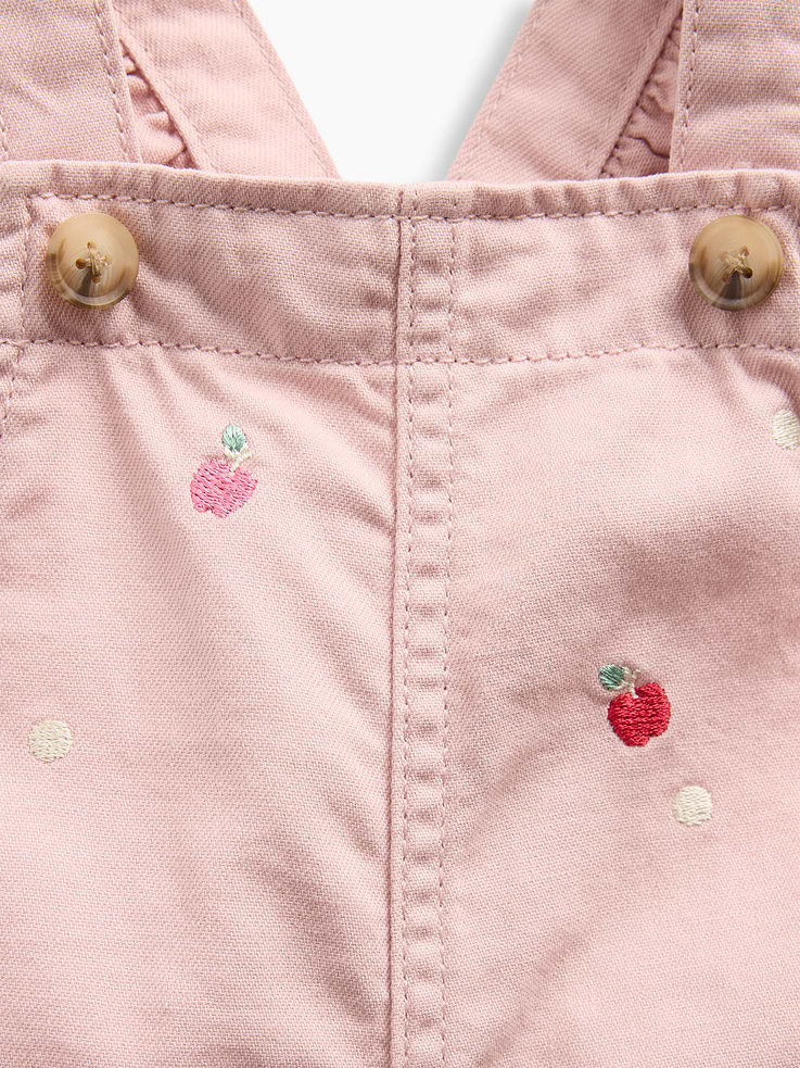 Image number 3 showing, Baby Embroidered Apple Ruffle Overalls