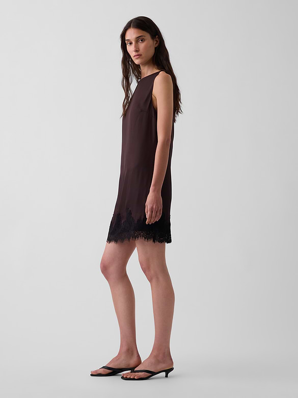 Lace-Hem Mini Shift Dress