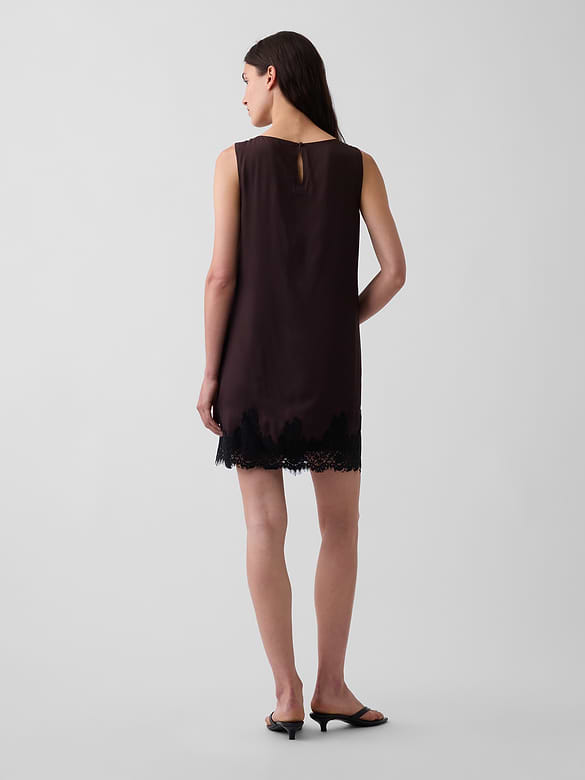 Lace-Hem Mini Shift Dress