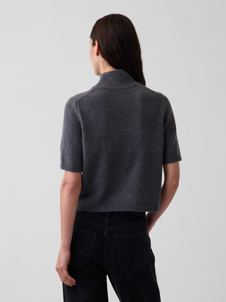 Image number 3 showing, CashSoft Mockneck Elbow-Sleeve Sweater