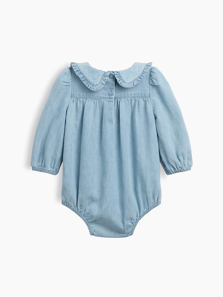 L'image numéro 2 présente Cache-couche bouffant en denim brodé pour Bébé