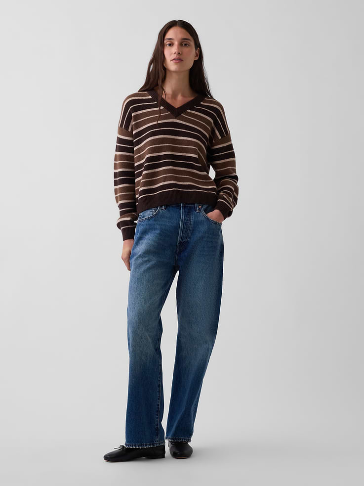 Image number 2 showing, CashSoft Oversized V-Neck Sweater