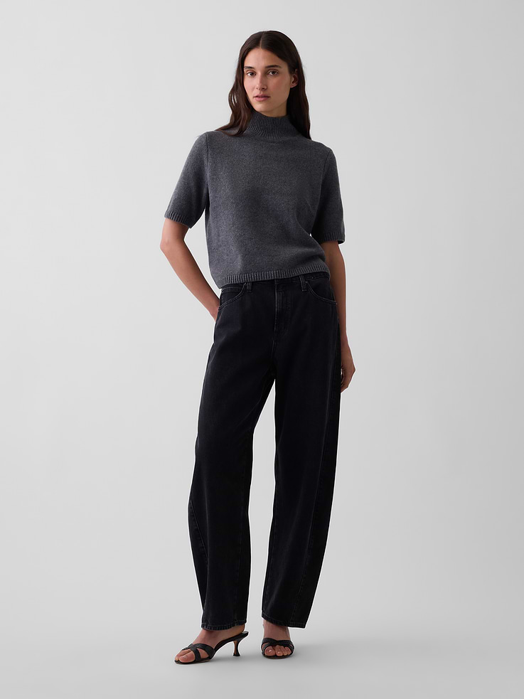Image number 2 showing, CashSoft Mockneck Elbow-Sleeve Sweater