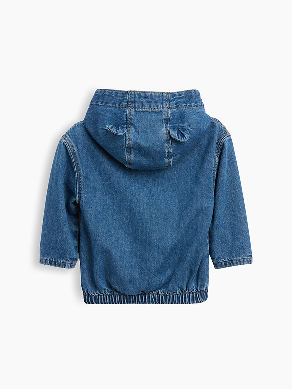 Baby Jersey-Lined Hooded Denim Jacket
