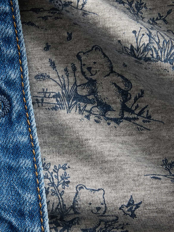 Baby Jersey-Lined Hooded Denim Jacket