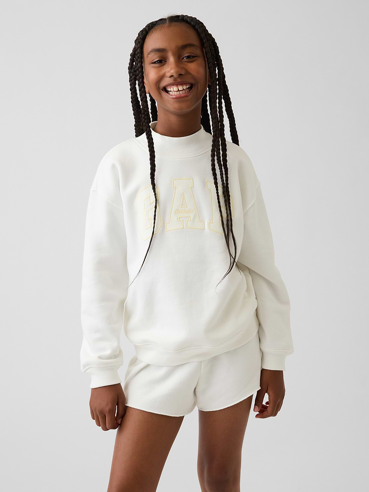 Image number 1 showing, Kids VintageSoft Oversized Mockneck Logo Sweatshirt