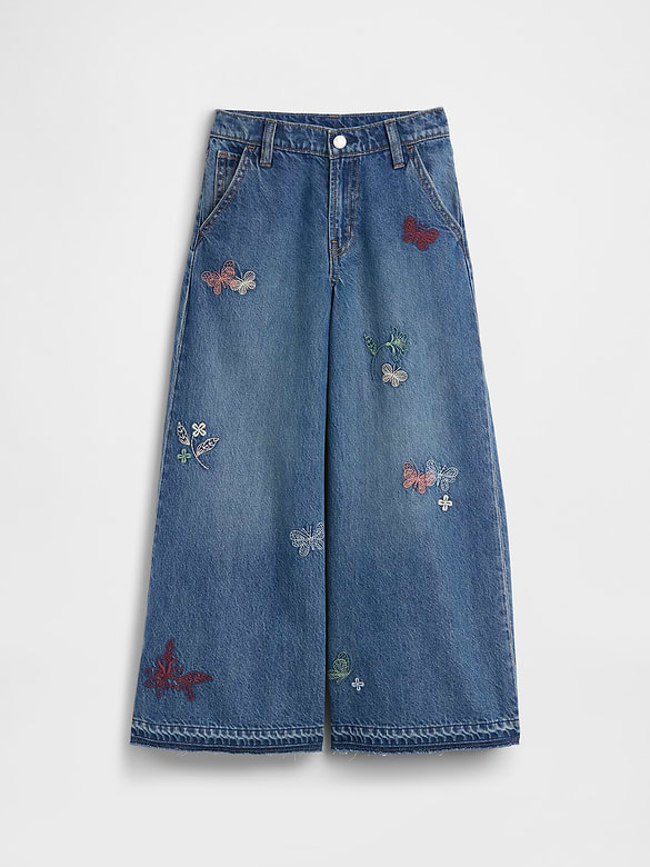 Kids Low Rise Embroidered Baggy Jeans