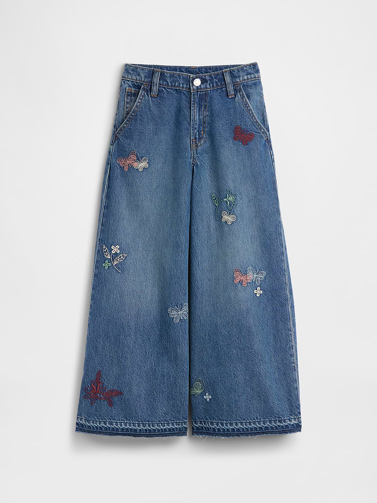 Image number 2 showing, Kids Low Rise Embroidered Baggy Jeans
