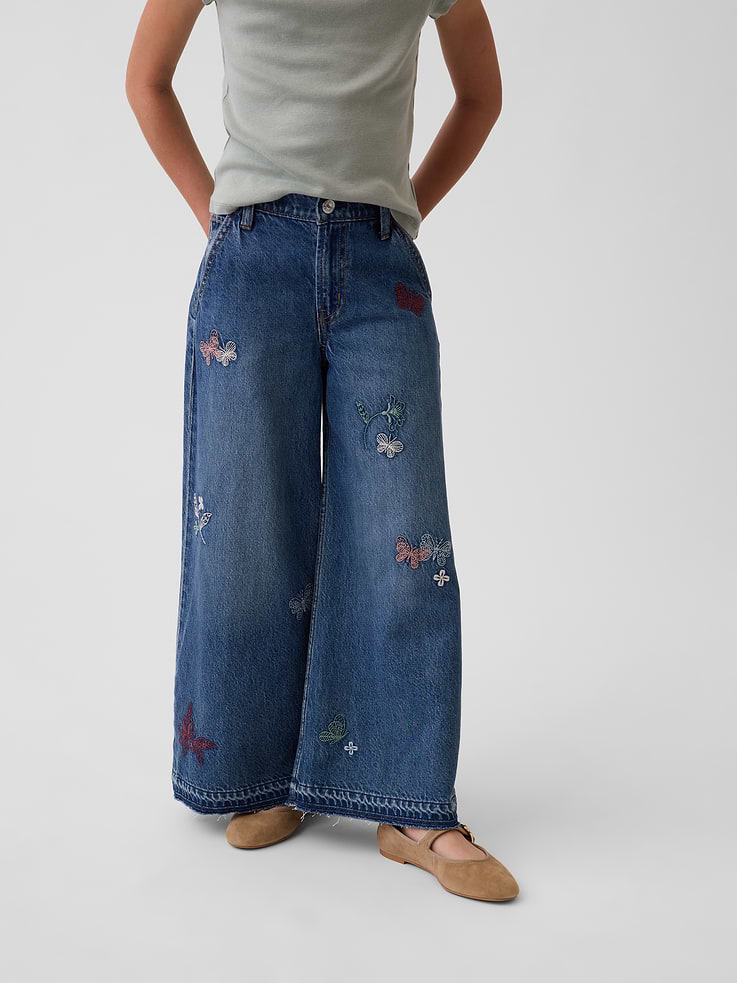 Image number 3 showing, Kids Low Rise Embroidered Baggy Jeans