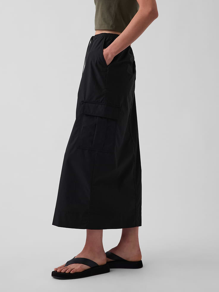 Image number 3 showing, Poplin Easy Cargo Maxi Skirt