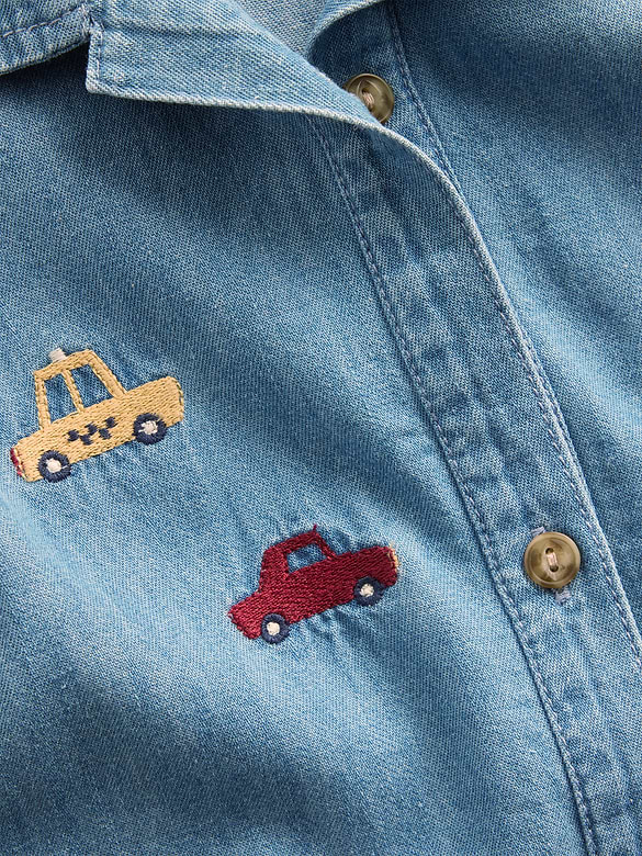 Baby Embroidered Denim Shorty One-Piece