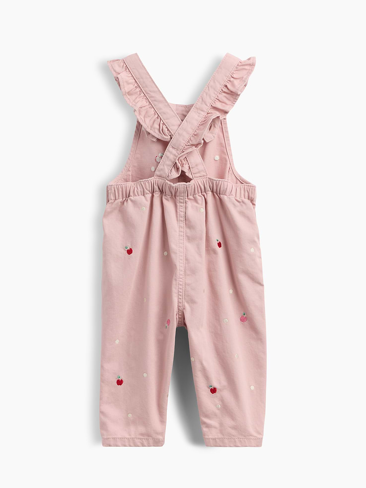 Image number 2 showing, Baby Embroidered Apple Ruffle Overalls