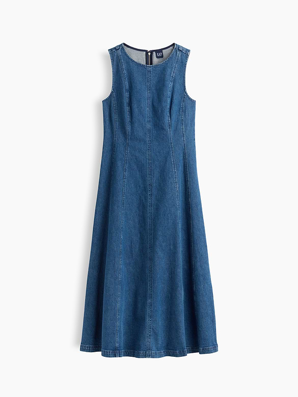 Seamed Denim Maxi Dress