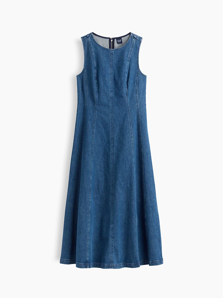 L'image numéro 5 présente Robe longue en denim à surpiqûres