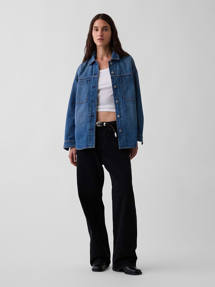 Image number 2 showing, Denim Oversized Shirt Jacket