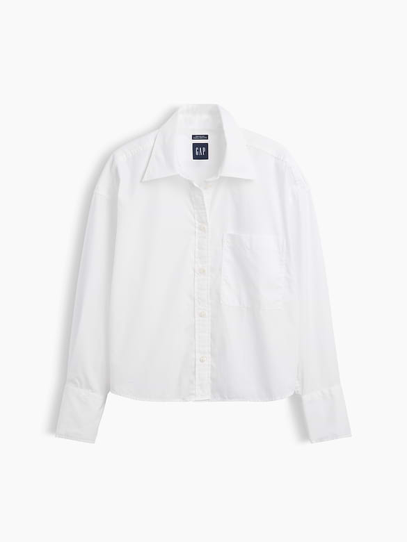 Organic Cotton Poplin Oversized Crop Shirt