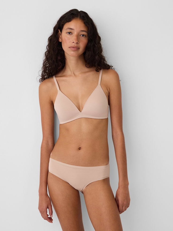 L'image numéro 1 présente Soutien-gorge à bonnets triangulaires en coton biologique extensible PureDouceur