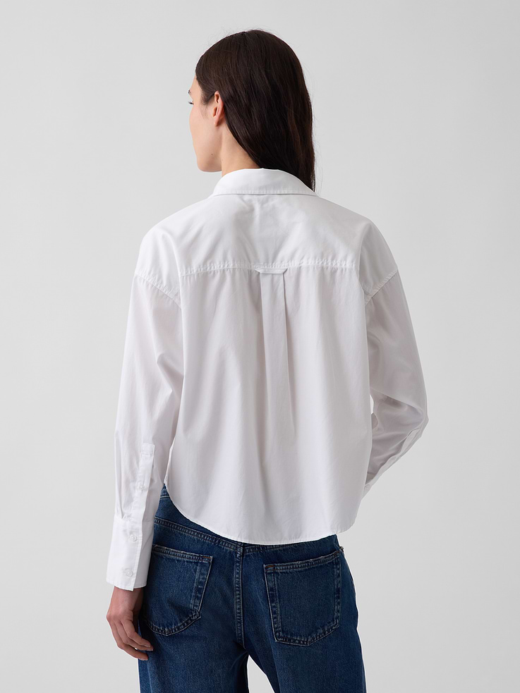 Image number 3 showing, Organic Cotton Poplin Oversized Crop Shirt