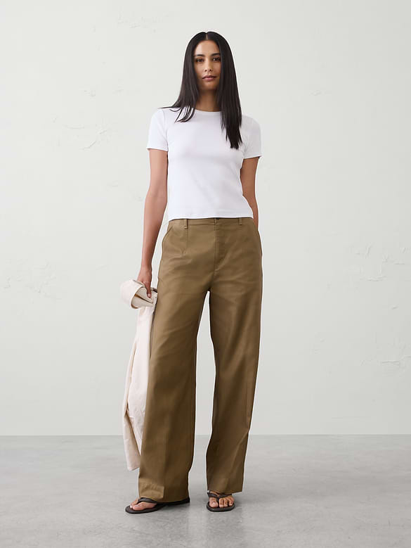 Straight High-Rise Twill Pant