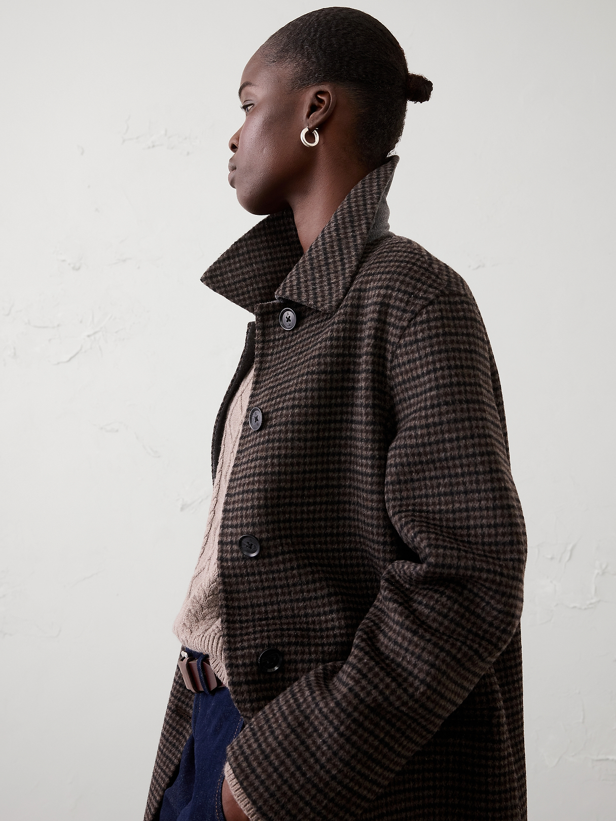 Polyester-Wool Blend Reversible Double Face Coat | Banana Republic