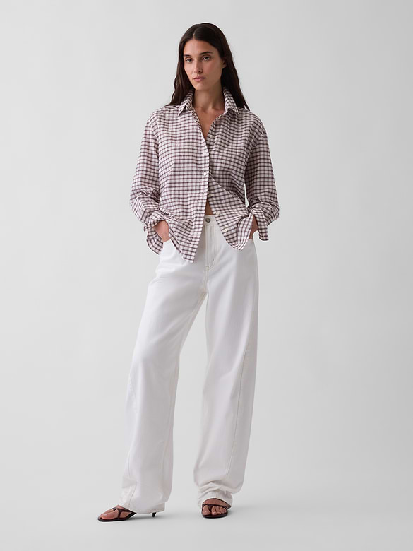 Seersucker Plaid Oversized Shirt