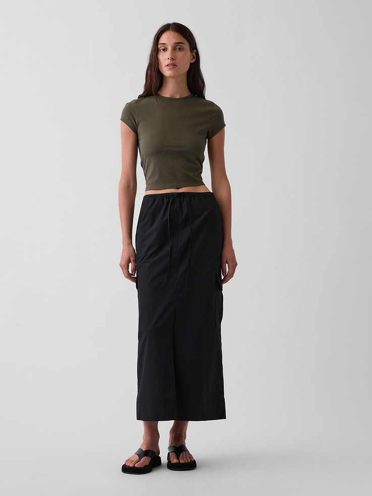 Image number 1 showing, Poplin Easy Cargo Maxi Skirt