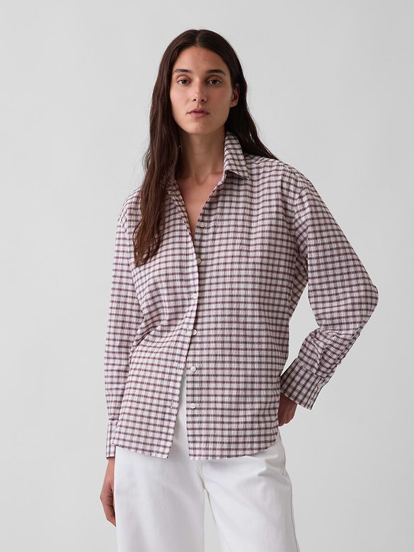 Seersucker Plaid Oversized Shirt