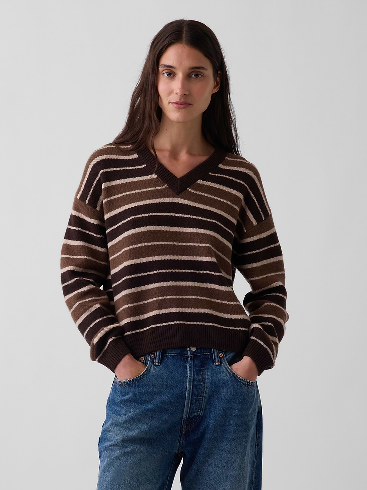 Image number 1 showing, CashSoft Oversized V-Neck Sweater