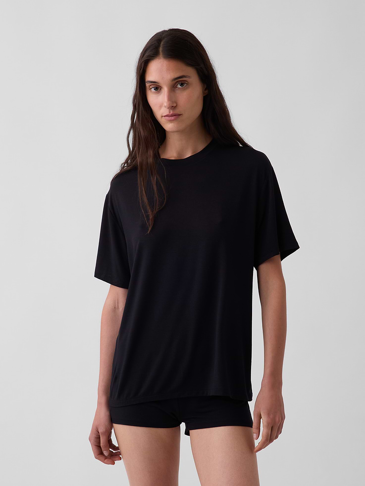 L'image numéro 1 présente T-shirt de pyjama surdimensionné en modal PureDouceur