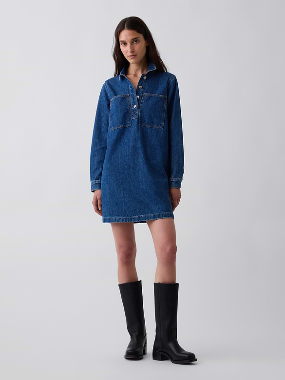Denim Mini Shift Dress