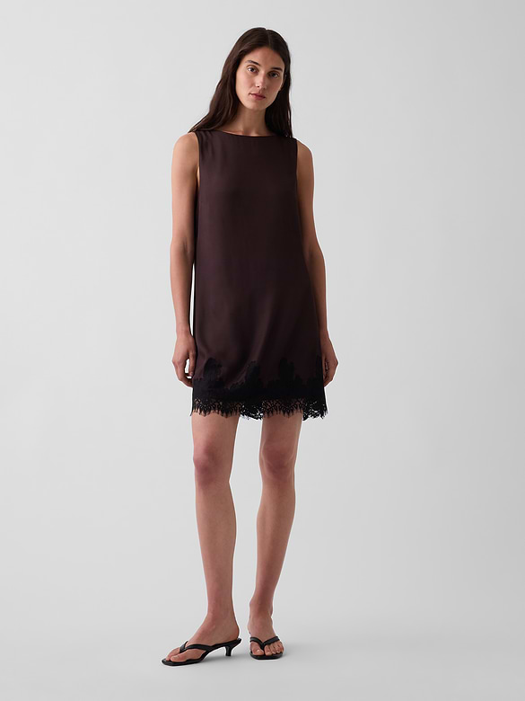 Lace-Hem Mini Shift Dress