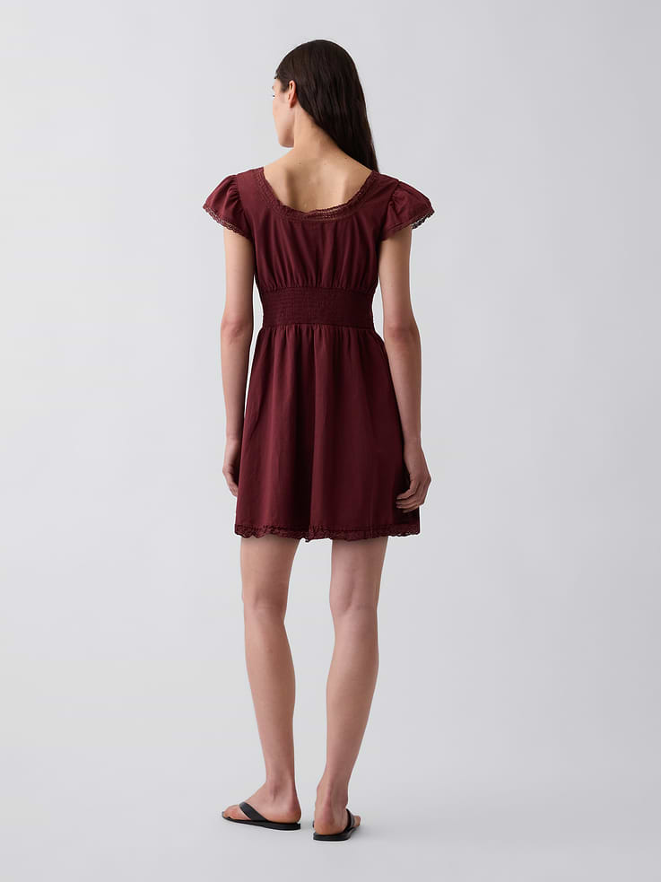 Image number 2 showing, Scoop Neck Lace-Trim Mini Dress