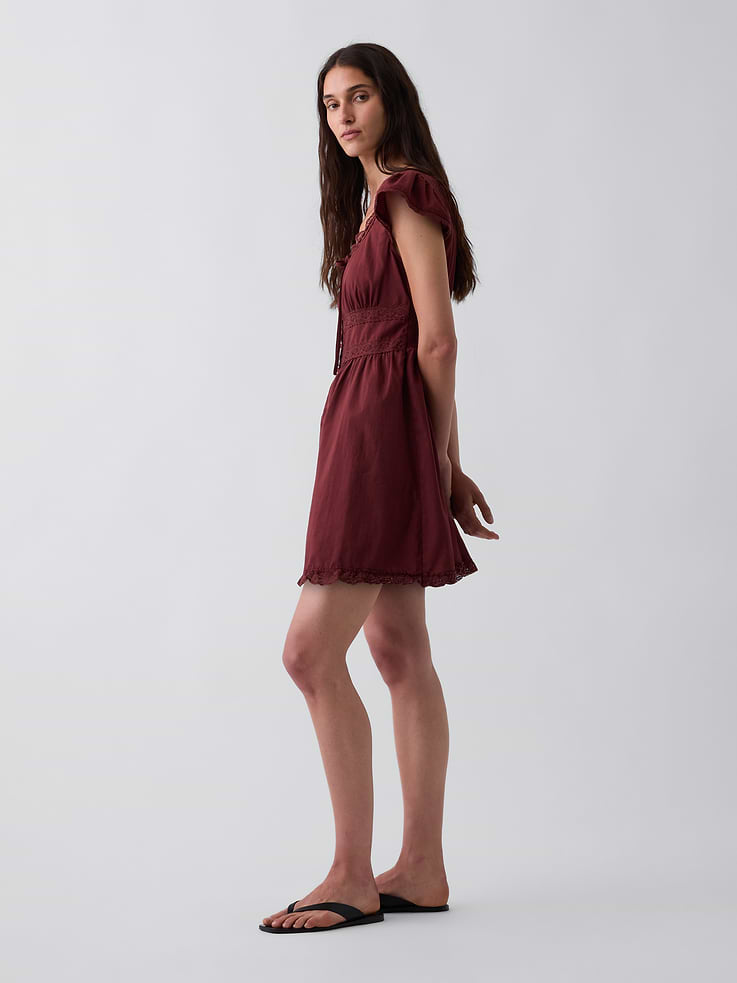 Image number 3 showing, Scoop Neck Lace-Trim Mini Dress