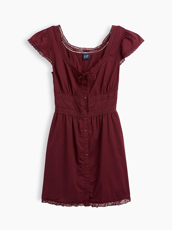 Scoop Neck Lace-Trim Mini Dress