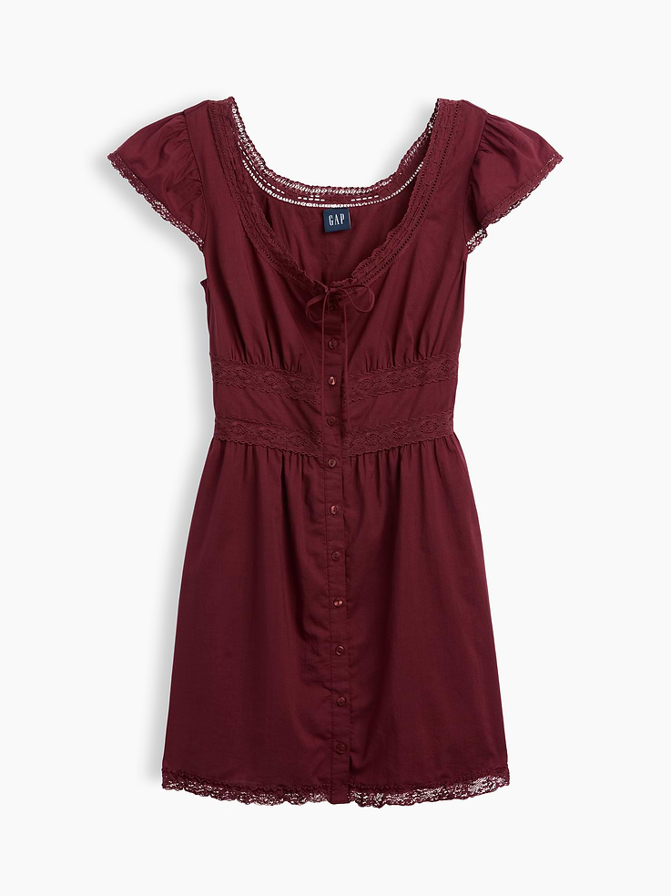 Image number 5 showing, Scoop Neck Lace-Trim Mini Dress
