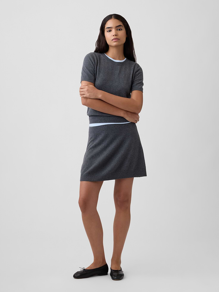Image number 1 showing, CashSoft Pull-On Flare Mini Skirt