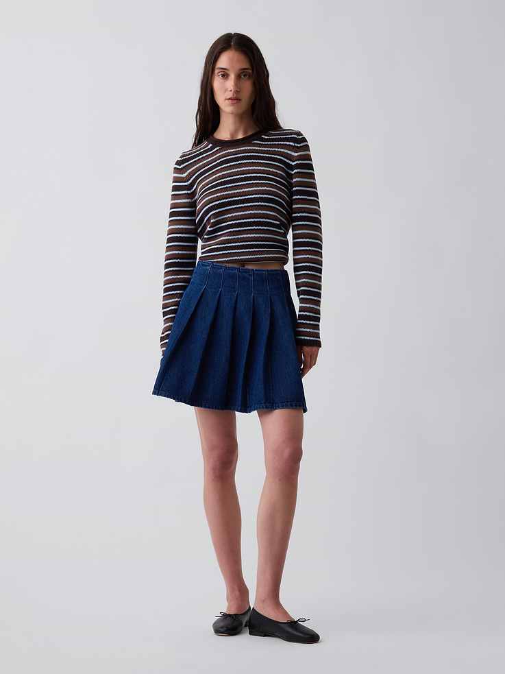 Image number 1 showing, Denim Pleated Mini Skirt
