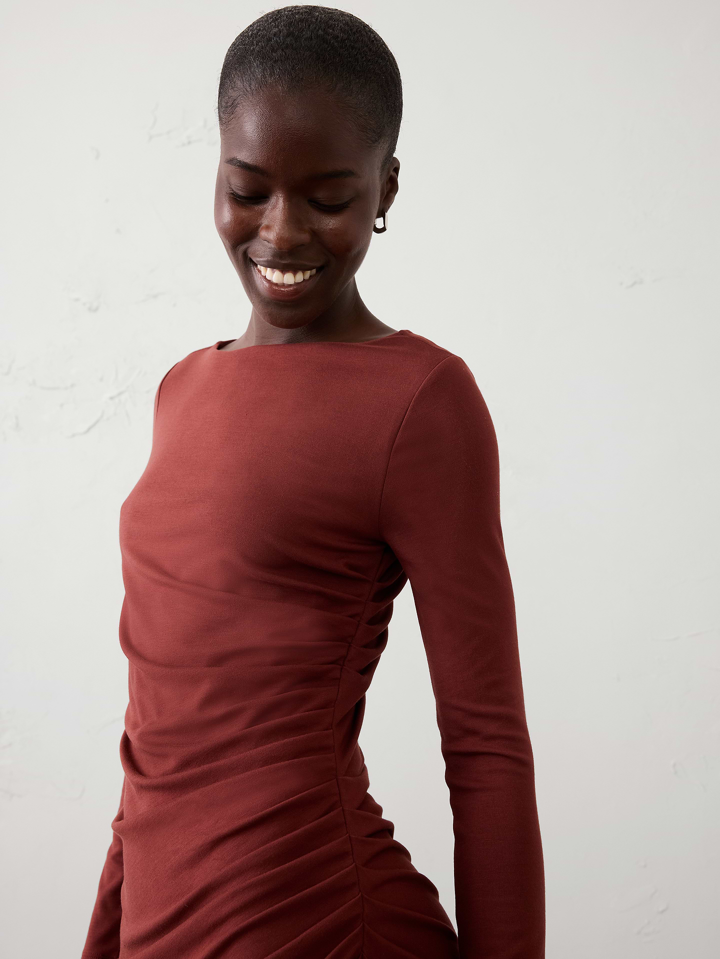 Image number 3 showing, Soft Knit Shirred Midi Dress